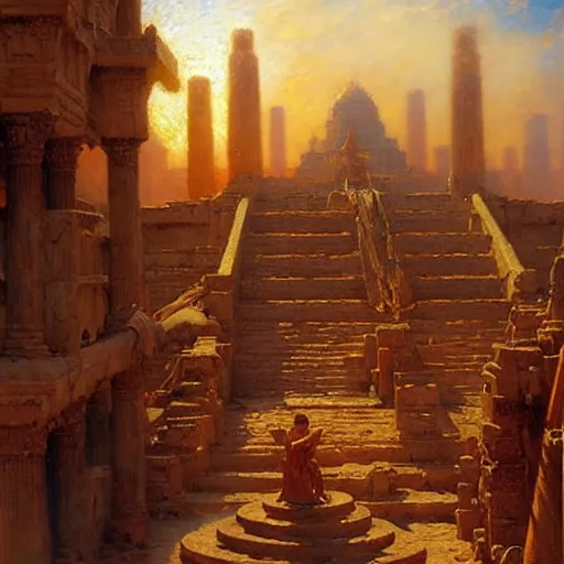 Image similar to babylon the ancient city. highly detailed painting by gaston bussiere, craig mullins, j. c. leyendecker 8 k