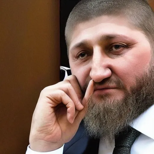 Prompt: ramzan kadyrov. Close up.