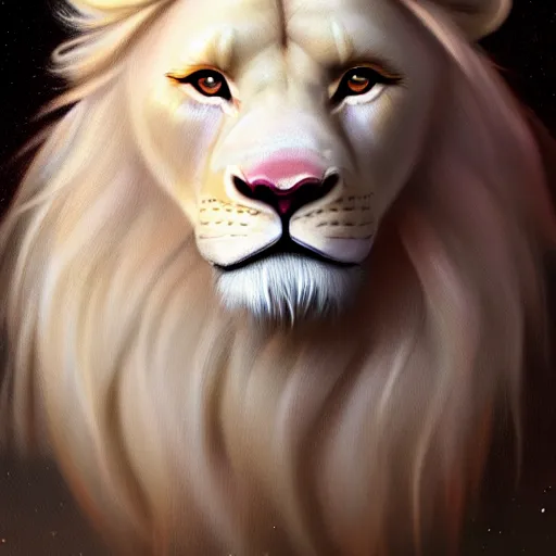 Prompt: a beautfiul aesthetic commission portrait of a anthro albino lion looking at the sky worried,attractive beautiful face,detailes face,expression,natural lighting,fantasy art,deviantart,artstation,character design by charles bowater,ross tran,greg rutkowski,4k,photorealistic