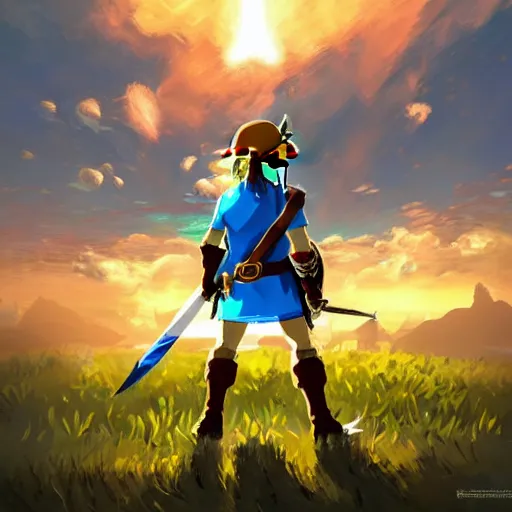 Image similar to a digital painting of The Legend of Zelda: Breath of the wild trending on art station