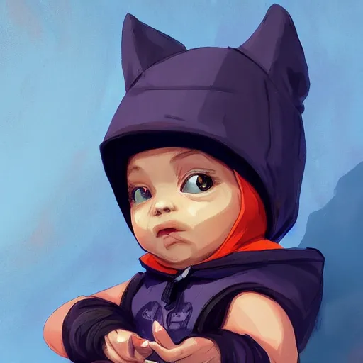 Image similar to baby Angel cherub,wearing angel halo, ski mask, balaclava, wearing angel halo covered face, orange hoodie, hip hop, multiple golden necklaces, fantasy art apex fortnite Video game icon, 2d game art gta5 cover , official fanart behance hd artstation by Jesper Ejsing, by RHADS, Makoto Shinkai and Lois van baarle, ilya kuvshinov, rossdraws