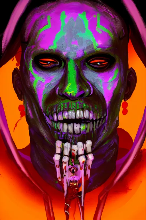 Image similar to portrait of baron samedi | cyber neon lights | digital painting | artstation