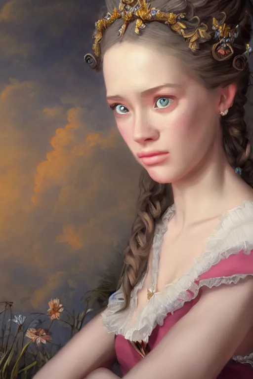 Image similar to a fantasy style portrait painting of rachel macadams in the style of francois boucher oil painting unreal 5 daz. rpg portrait, extremely detailed