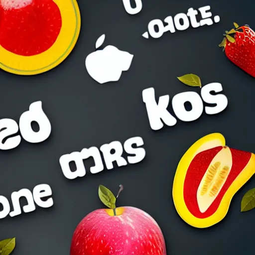 Prompt: ios app icon, finding words, octane render, fruit