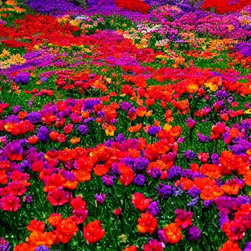 Prompt: Hundreds of colorful flowers blossoming, climax, brilliant, cinematic, epic, 8k, sharp focus