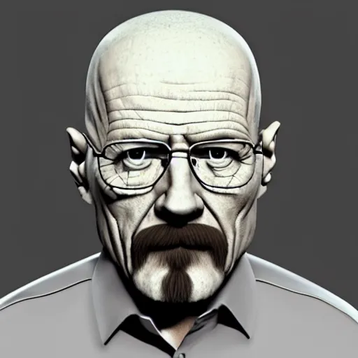 Prompt: just sold this 3 d model to a client. 3 d model of walter white. fully rigged, good topology