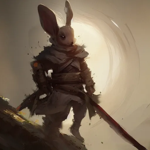 Image similar to adorable bunny ronin warrior detailed fantasy concept of by Greg Rutkowski