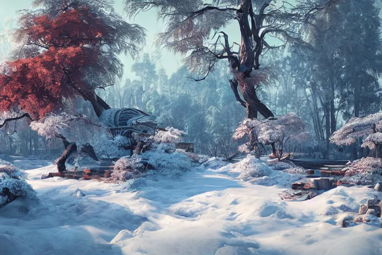 Image similar to a 4 k beautiful scene in early spring showing lively sprigs dslr detailed digital art by ivan shishkin and anton fadeev 4 k hd realism rendered in unreal engine