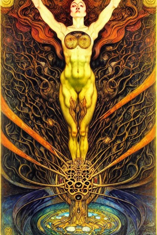 Image similar to Divine Chaos Engine by Karol Bak, Jean Delville, William Blake, Gustav Klimt, and Vincent Van Gogh, symbolist, visionary