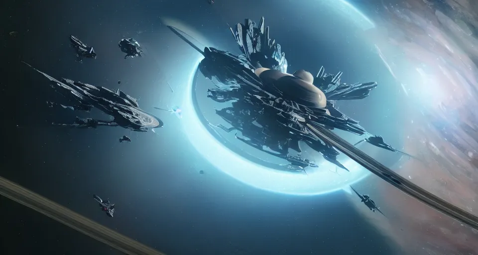 Image similar to intense space ship battle in the ring of Saturn, hyperdetailed, artstation, cgsociety, 8k