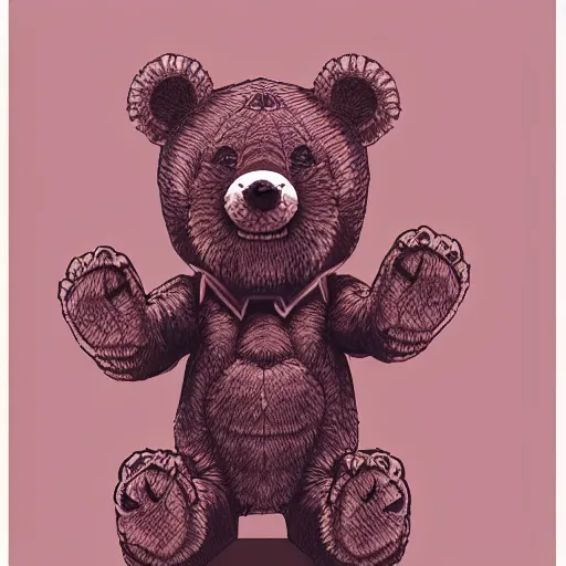 Prompt: cartoon sketch of a teddy bear by - beeple , loony toons style, horror themed, detailed, elegant, intricate