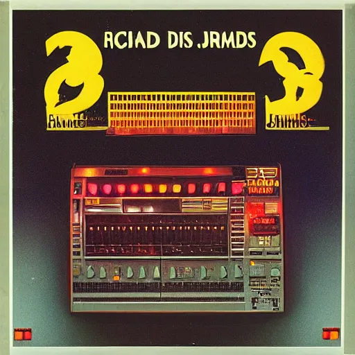 Image similar to Richard D James on the 808 drum machine, vinyl cover from 1988