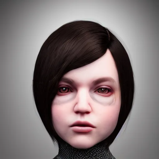 Image similar to portrait of human sized doll with ugly face, unreal engine 5, 8k, photography