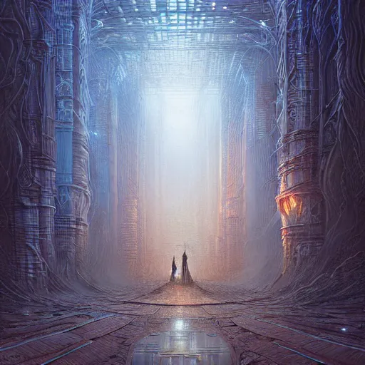 Image similar to opalescent walkway quantum digital art matte painting hyper realism sharp focus intricate details by tomasz alen kopera, victo ngai, greg rutkowski, tim white, beksinski, artgerm, paul lehr, andreas rocha