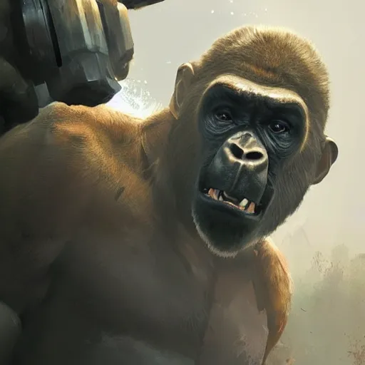 Prompt: 🦍🎮, hyper realistic , Artstation, Greg rutkowski