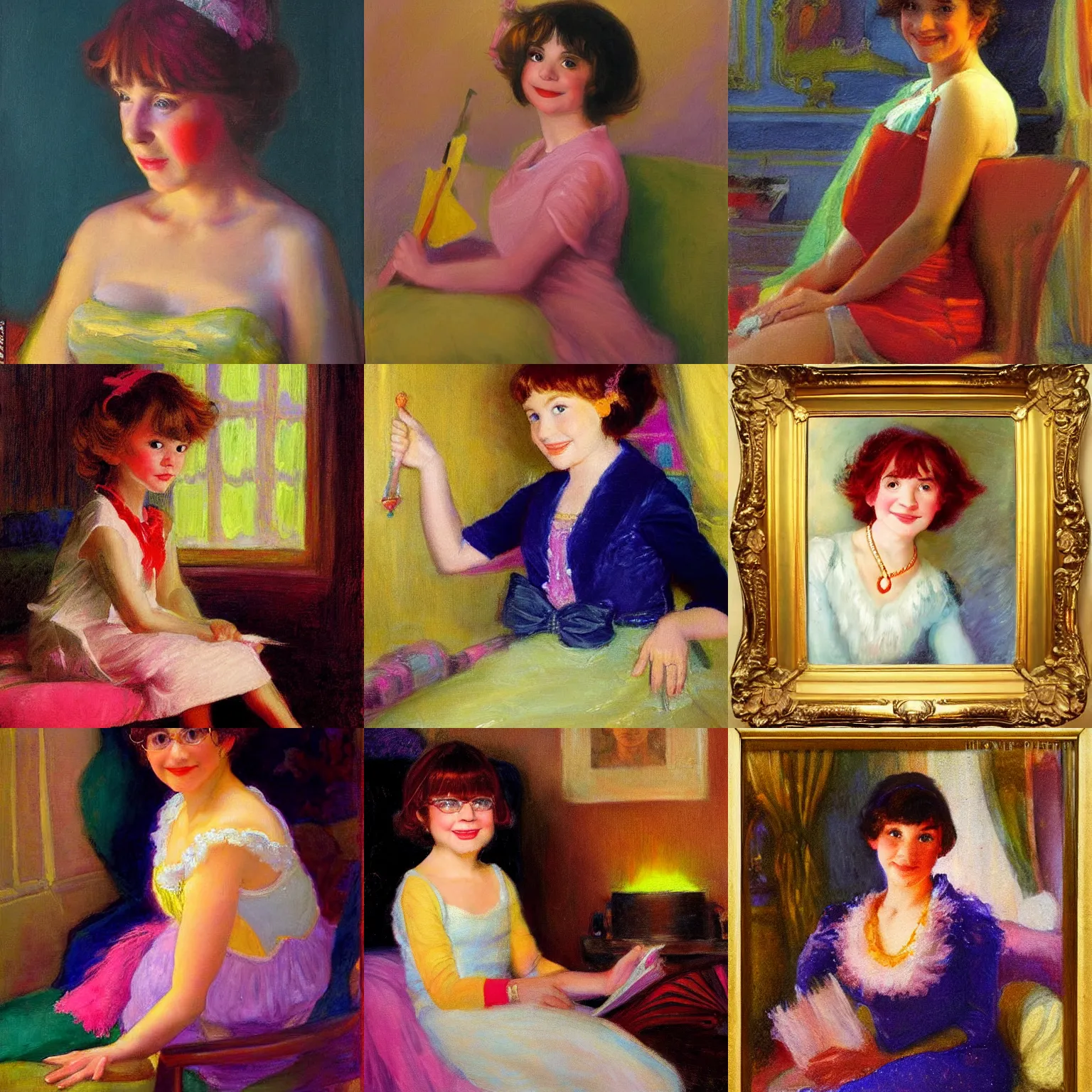 Prompt: portrait of junie b jones, painting, classic art, in the style of delphin enjolras, in the style of anders zorn