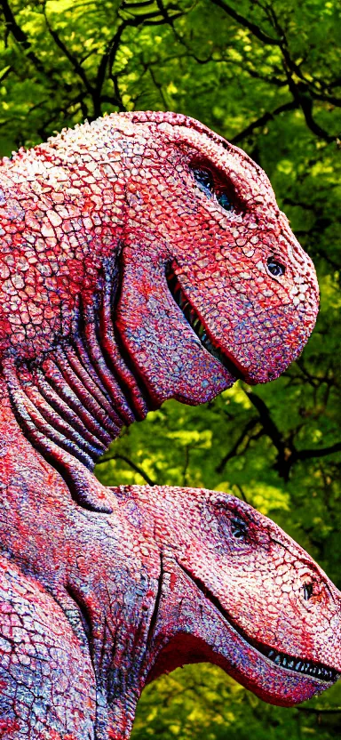 Image similar to “ a portrait photo of tyrannosaurus at a sakura tree, side shot, by shunji dodo, 8 k resolution, high quality ”