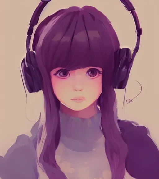 Image similar to beautiful little girl character inspired by 9 0's fashion and by madeline from celeste, art by rossdraws, wlop, ilya kuvshinov, artgem lau, sakimichan and makoto shinkai, concept art, headphones, anatomically correct, extremely coherent, realistic, hd