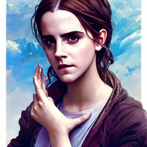 Image similar to emma watson cosplaying watson from apex legends fantasy art, hyper detailed, extremely complex, hyper realistic art by artgerm and greg rutkowski and alphonse mucha
