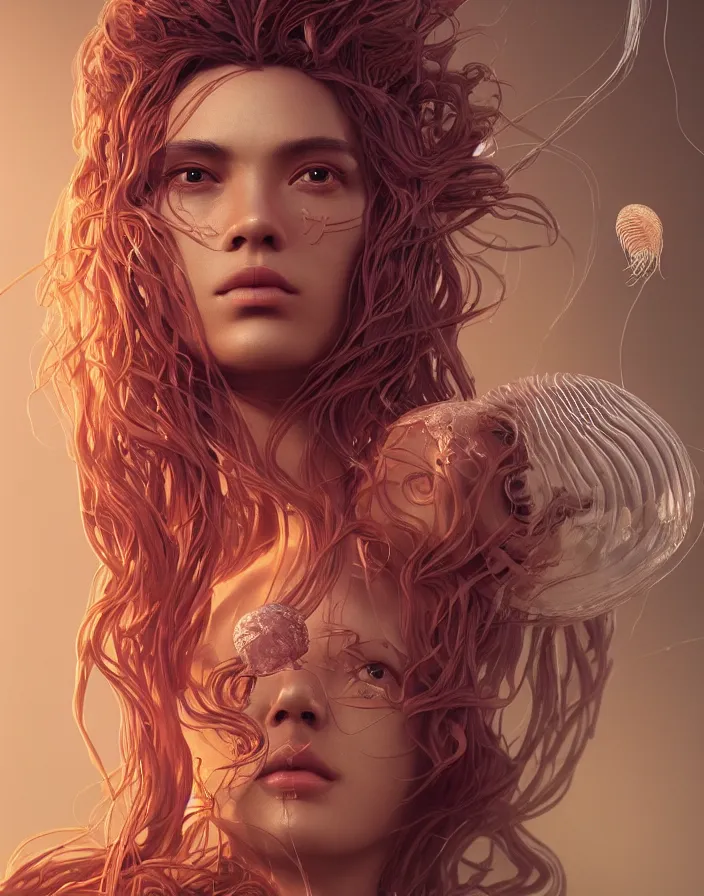 Image similar to goddess portrait. jellyfish phoenix head. intricate artwork by Tooth Wu and wlop and beeple. octane render, trending on artstation, greg rutkowski very coherent symmetrical artwork. cinematic, hyper realism, high detail, octane render, 8k