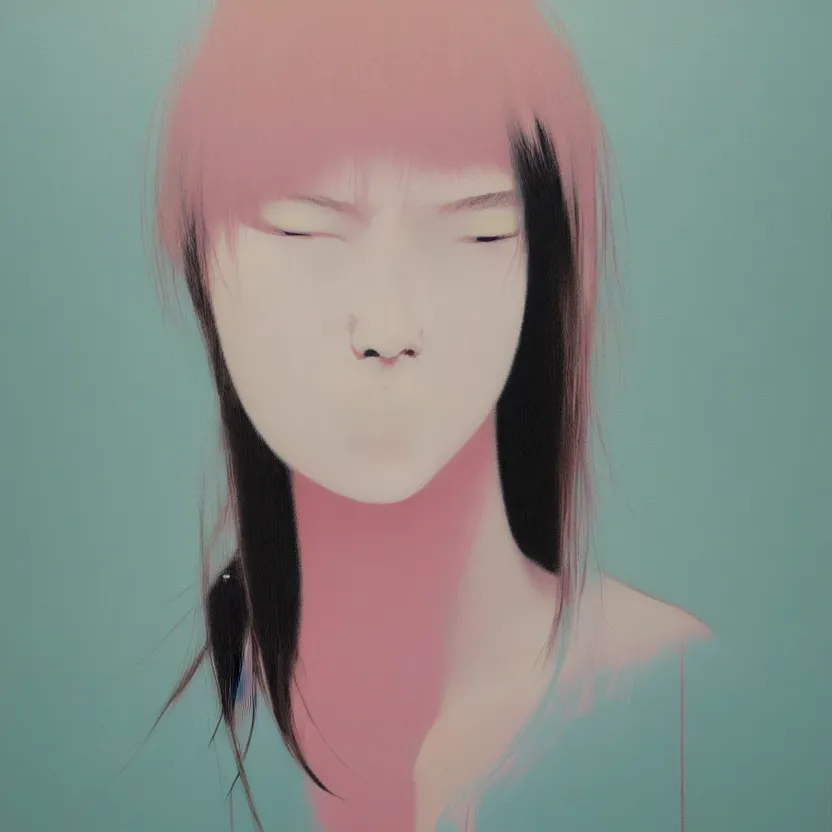 Prompt: neo - pop fine art figurative painting with modern youth culture influences by yoshitomo nara in an aesthetically pleasing natural and pastel color tones