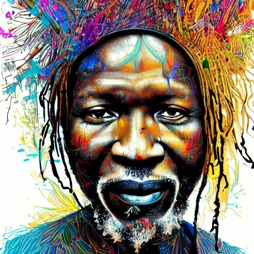 Image similar to portrait of alpha blondy by carne griffiths, very detailed, 4 k