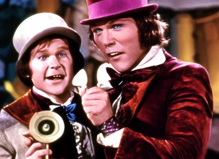 Image similar to film still of Chris Pratt as Willy Wonka in Willy Wonka and the Chocolate Factory 1971