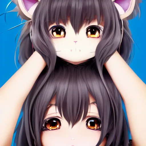 Image similar to nekopara fantastically detailed eyes cute girl portrait with fantastically detailed cat ears!!!!!!!!!!!! dressed like a cat modern anime style, made by Laica chrose, Mina Petrovic, Ross Tran, WLOP, Ruan Jia and Artgerm, Range Murata and William-Adolphe Bouguereau, Cell shading modern anime trending professional digital art unreal Engine Fantasy Illustration. award winning, Artstation, intricate details, realistic, Hyperdetailed, 8k resolution