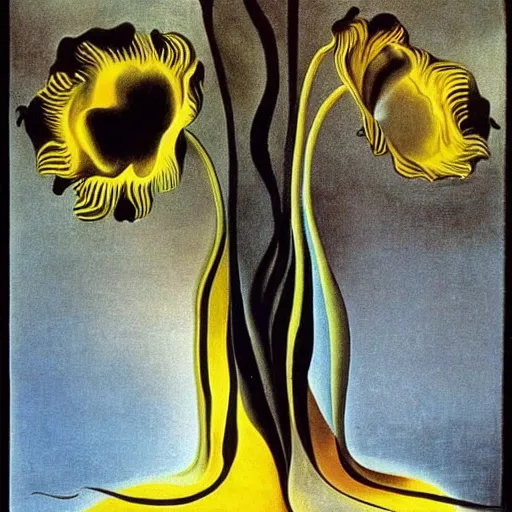 Image similar to black flowes by salvador dali