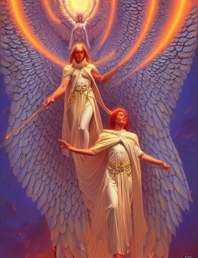 Prompt: ethereal glowing white angel dmt deity, art nouveau, tim hildebrandt, wayne barlowe, bruce pennington, donato giancola, trending on artstation, cinematic composition, beautiful lighting, hyper detailed, 8 k, oil on canvas