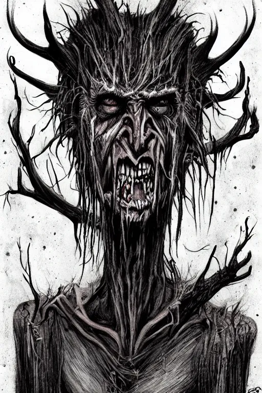 Prompt: mad wendigo artwork by ben templesmith