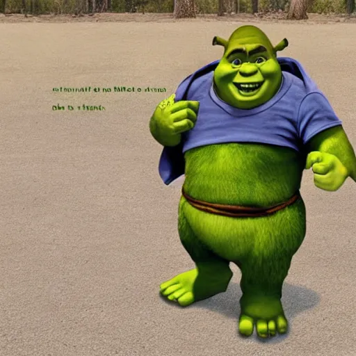 Image similar to the child of shrek and chuck norris