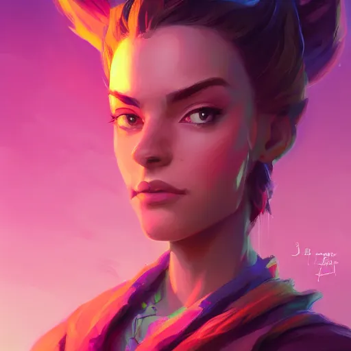 Image similar to beautiful female portrait, maya ali mage, gloomhaven, dynamic lighting, gaudy colors, octane render aesthetic, matte painting concept art, official fanart behance hd artstation by jesper ejsing, by rhads and makoto shinkai and lois van baarle and ilya kuvshinov and rossdraws