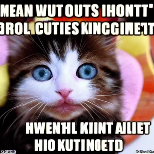 Prompt: meme about hotdogs and kittens