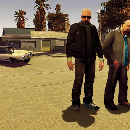 Prompt: Walter White and jesse pinkman gta load screen