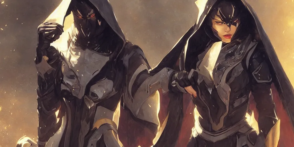 Prompt: cassandra cain in destiny hunter armor, wearing a hooded cloak, beautiful face!!!!, fighting clayface, 2 7 years old, cg animation, realistic, character select portrait, by artgerm, greg rutkowski, alphonse mucha, 3 d