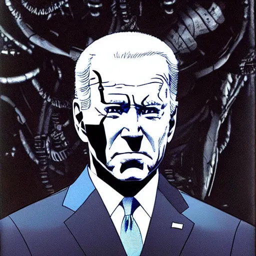 Image similar to Joe Biden looking sinister, by Tsutomu Nihei, highly detailed