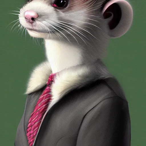 Image similar to ferret furry man, digital art high quality, jacket