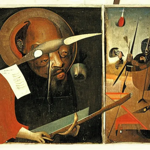 Image similar to charles mingus by hieronymus bosch