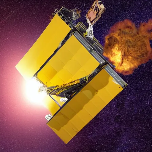 Image similar to james webb telescope crashing into meteor