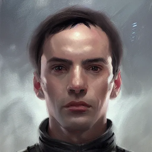 Image similar to portrait of a man by greg rutkowski, british features, short black hair in military style, perfect military composure, wearing an starfighter pilot uniform of the galactic republic, star wars expanded universe, he is about 2 0 years old, highly detailed portrait, digital painting, artstation, concept art, smooth, sharp foccus ilustration, artstation hq