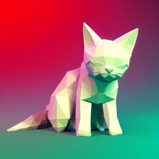 Image similar to low - poly kitten, 3 d render, blender, unity, octave, 4 k, isometric view, white background, beautiful render, pastel colours, breath of the wild art style