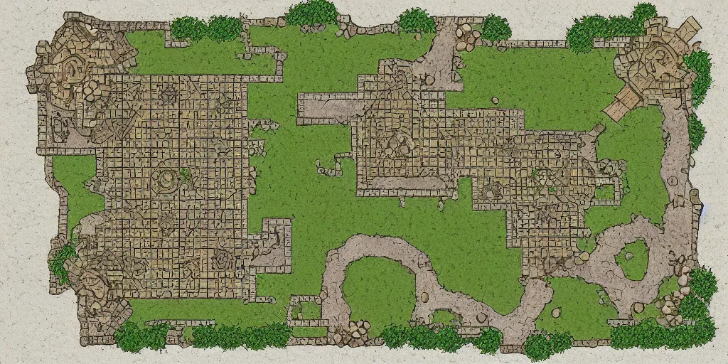 Prompt: DnD BattleMap of Cheiftain Palace. Grid battlemap 20x17