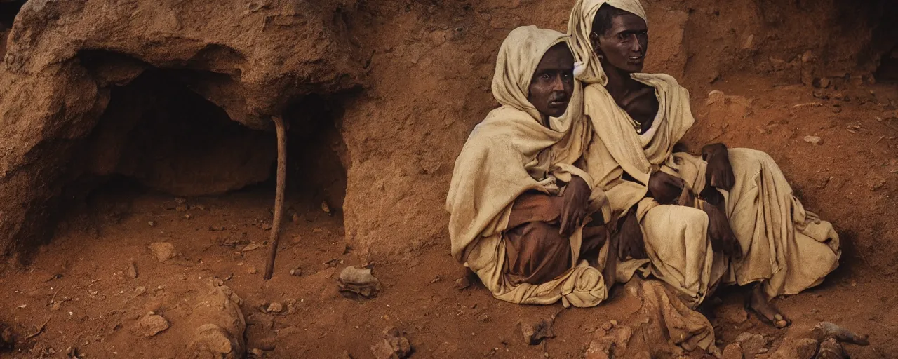 Image similar to the first human ever found in ethiopia, national geographic, canon 5 0 mm, cinematic lighting, photography, retro, film, kodachrome