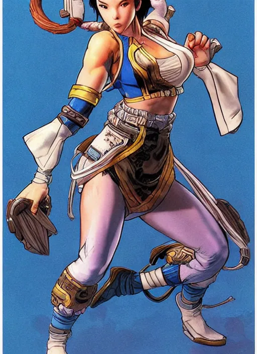 Image similar to apex legends chun li. concept art by james gurney and mœbius.