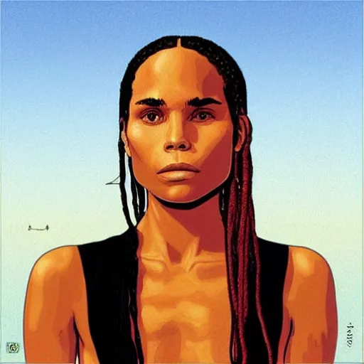 Image similar to “ zoe kravitz retro minimalist portrait by jean giraud, moebius starwatcher comic, sharp, smooth face, 8 k ”