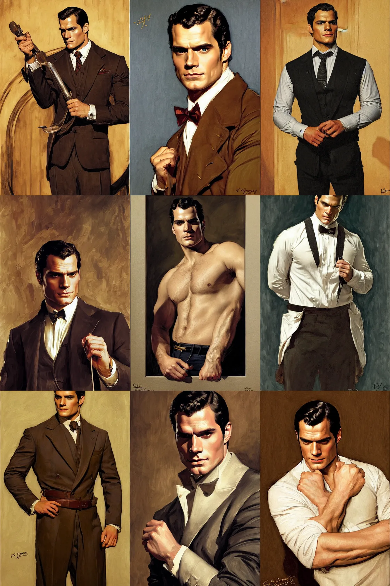 Prompt: henry cavill, painting by j. c. leyendecker