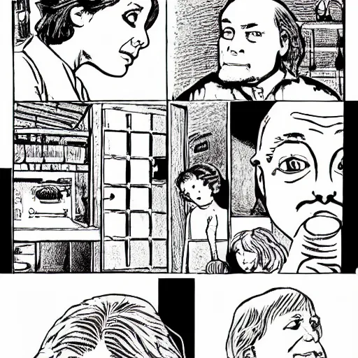 Image similar to scenes from silence of the lambs drawn in the style of the family circus, 8 k, highly detailed