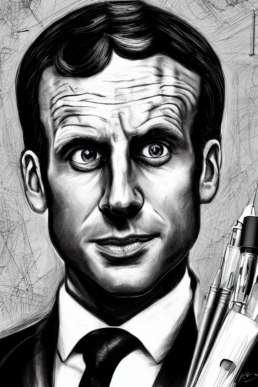 Image similar to scientist emmanuel macron, highly detailed, digital art, sharp focus, trending on art station