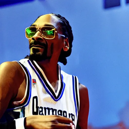 Prompt: Snoop Dogg playing basketball